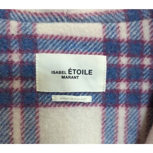 Isabel Marant Étoile Plaid Wool Coat Jacket Blue Red Cream Size 34 XS-S - Picture 4 of 6